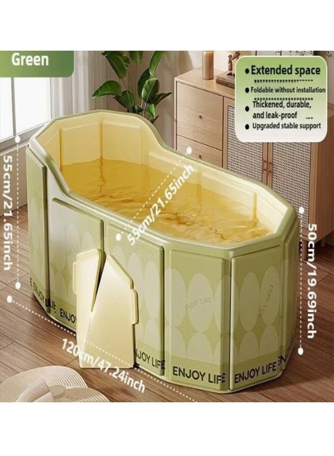 بيوينتي 120*55*50 سم حوض استحمام قابل للطي للبالغين، حوض استحمام محمول مع شبكة من البلاستيك PVC المتين ومقاومة للخدوش، مواد مقاومة للماء مكثفة، طلاء مطبوع، تخزين سهل، حوض استحمام صيني منزلية بدون تركيب لشخصين مع بطانات حوض استحمام و أنبوب تصريف للاستخدام المنزلي - Image 3